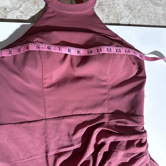 Azazie Galicia Mermaid High Neck Pleated Stretch Chiffon Leg Slit Dress NWT 10 - Picture 14 of 16